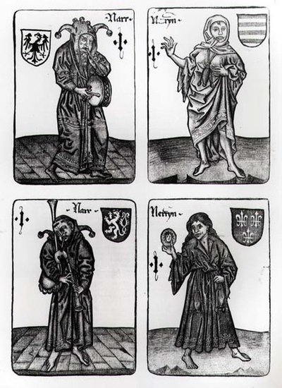 Playing Cards Depicting the Fool in Various Suits by German School